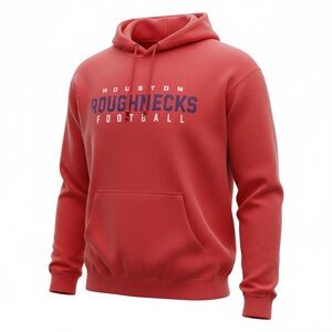 NWT XFL Red Hoodie Houston Roughnecks Football - Size Large - Clear Stadium Bag